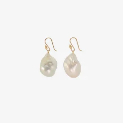 14k & large silver south sea baroque pearl earrings