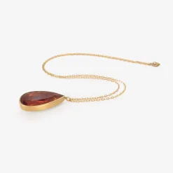 18k & large teardrop-shaped blood orange tourmaline pendant, 26.11ct