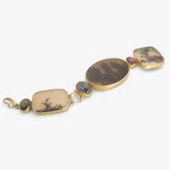 18k & large three-piece dendrite bracelet with sapphire and star ruby