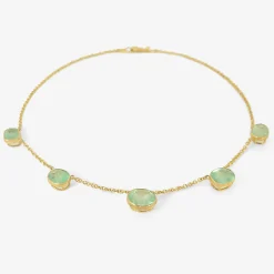 18k & light bright colombian emerald station necklace, 24.4ct