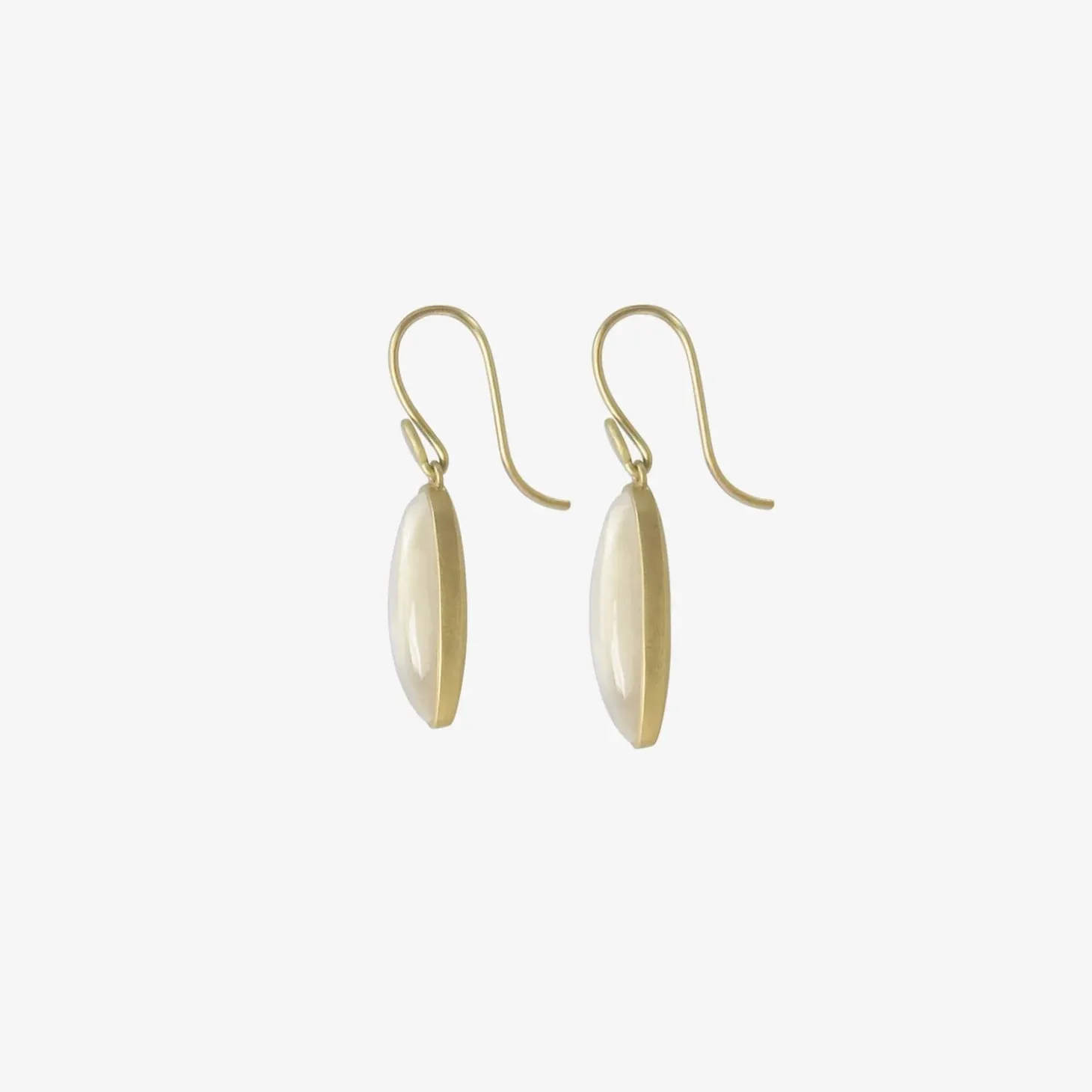 18k & long oval moonstone drop earrings, 10.33ct