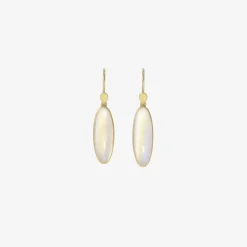 18k & long oval moonstone drop earrings, 10.33ct
