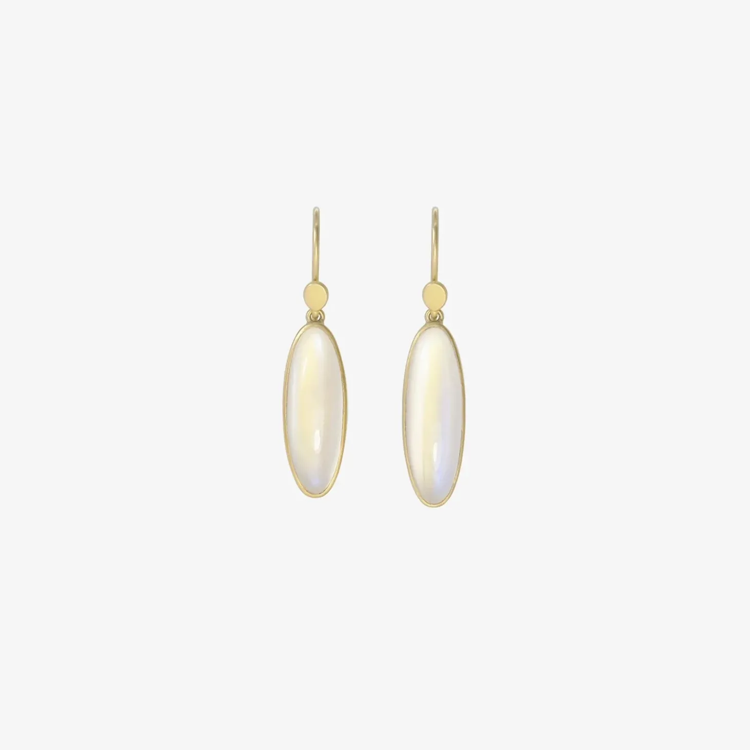 18k & long oval moonstone drop earrings, 10.33ct