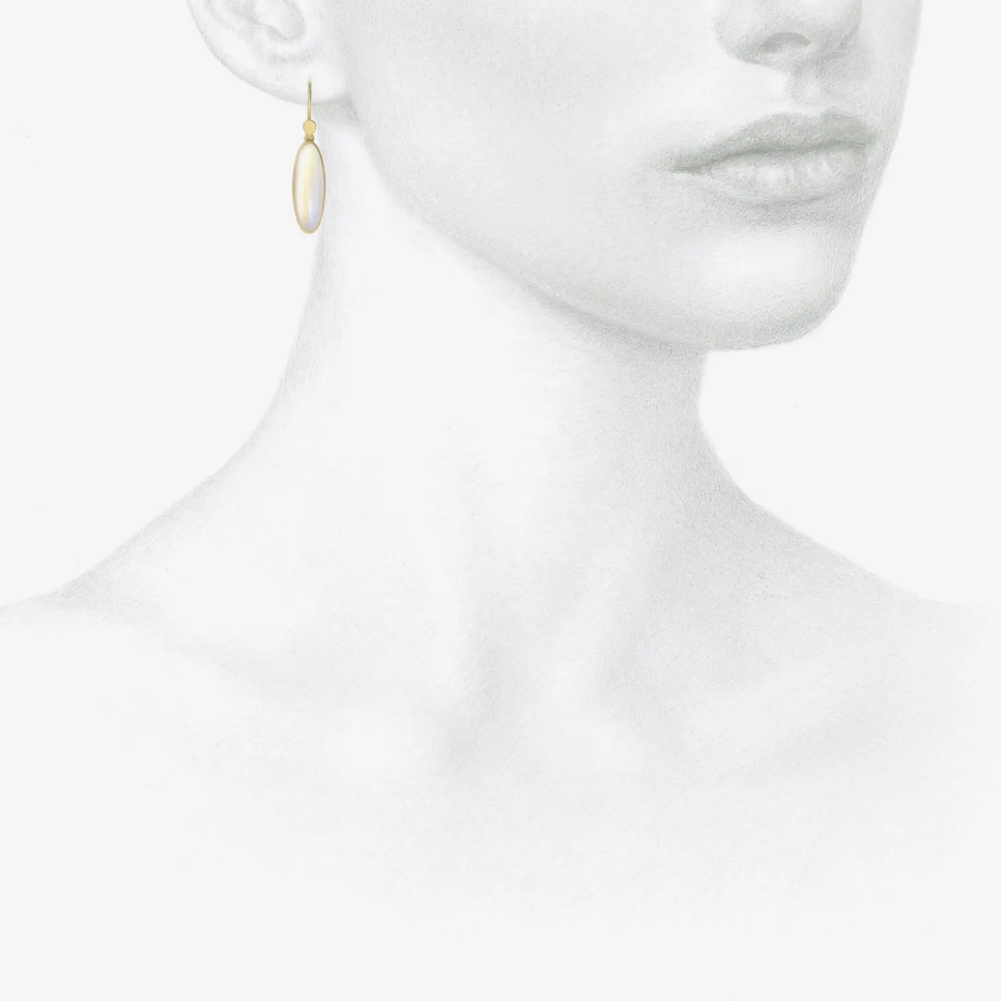 18k & long oval moonstone drop earrings, 10.33ct