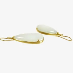 18k & long teardrop moonstone earrings