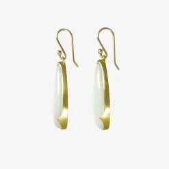 18k & long teardrop moonstone earrings