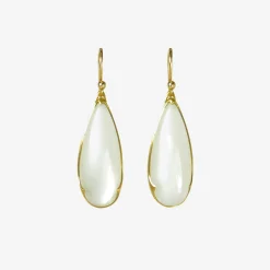 18k & long teardrop moonstone earrings
