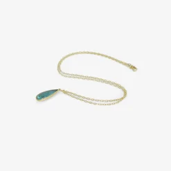 18k & long teardrop-shaped blue green tourmaline pendant, 4.26ct
