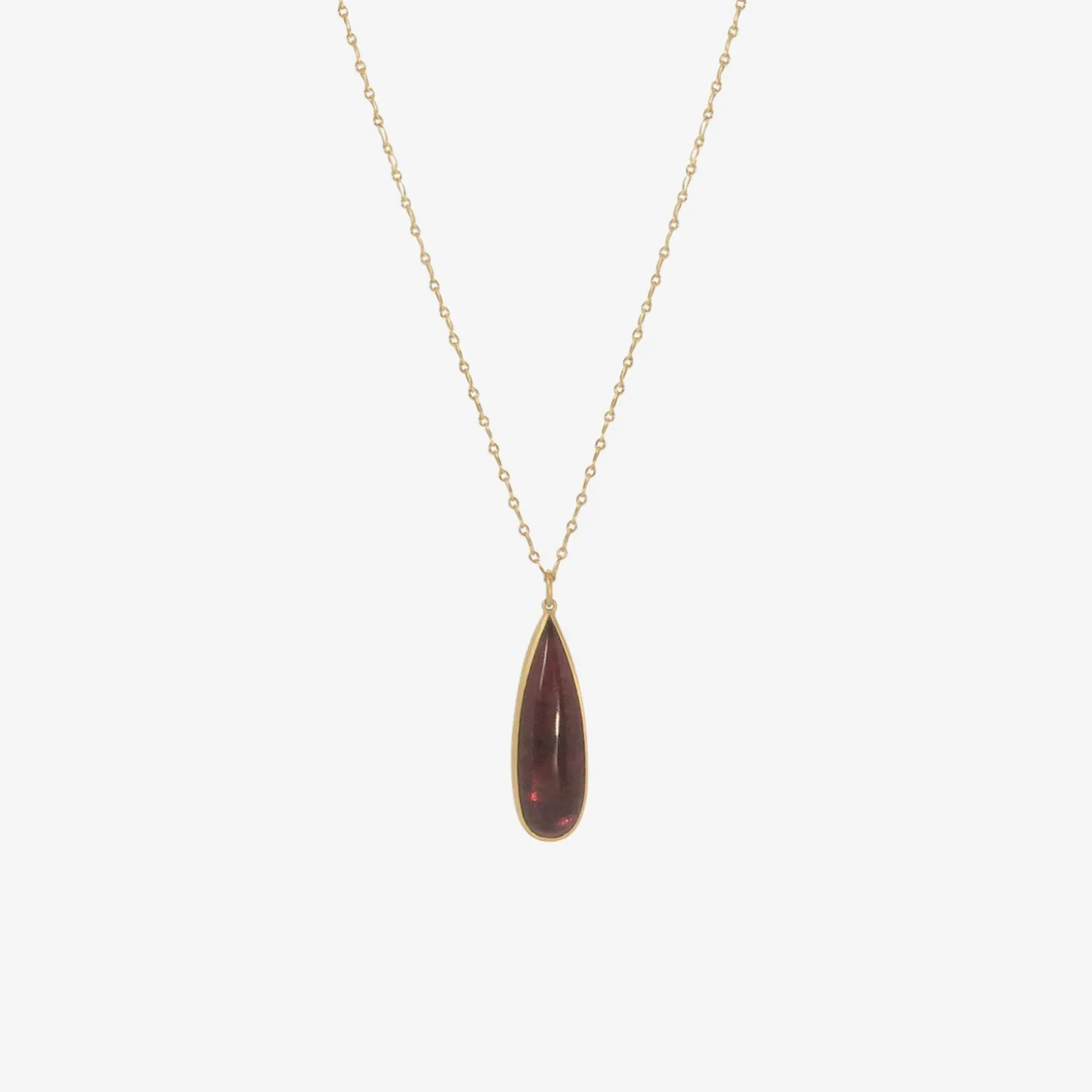 18k & long teardrop-shaped red tourmaline pendant, 15.12ct