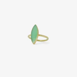 18k & marquis-shaped chrysoprase slab ring