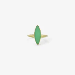 18k & marquis-shaped chrysoprase slab ring