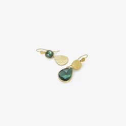 22k & mixed-shape blue green tourmaline klimt double drop earrings, 6.30ct