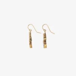 18k & mod-shaped blue opal fixed double drop earrings