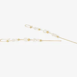 14k & moonstone bead chain earrings with white pearls