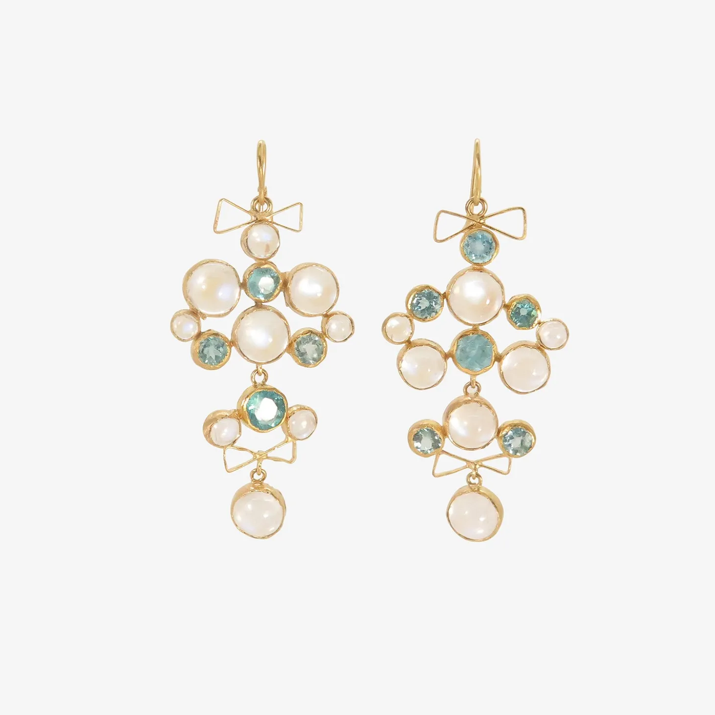 18k & moonstone chandelier earrings with apatite