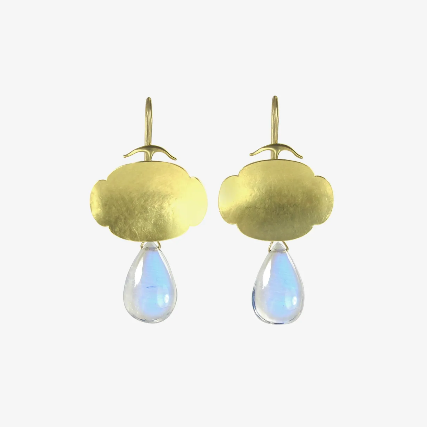 18k & moonstone scallop earrings