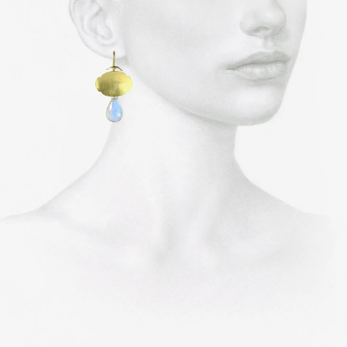18k & moonstone scallop earrings