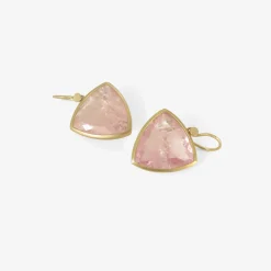 18k & morganite trilliant earrings, 24.67ct