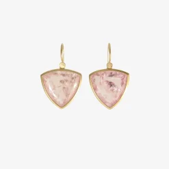 18k & morganite trilliant earrings, 24.67ct