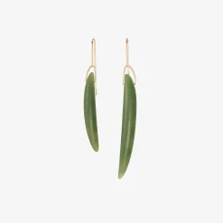 14k & nephrite jade bean earrings