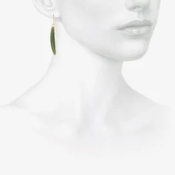 14k & nephrite jade bean earrings
