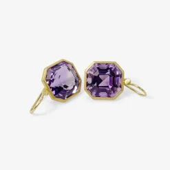 18k & octagonal amethyst drop earrings, 30.6ct