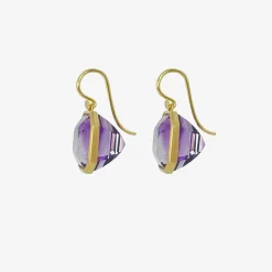 18k & octagonal amethyst drop earrings, 30.6ct