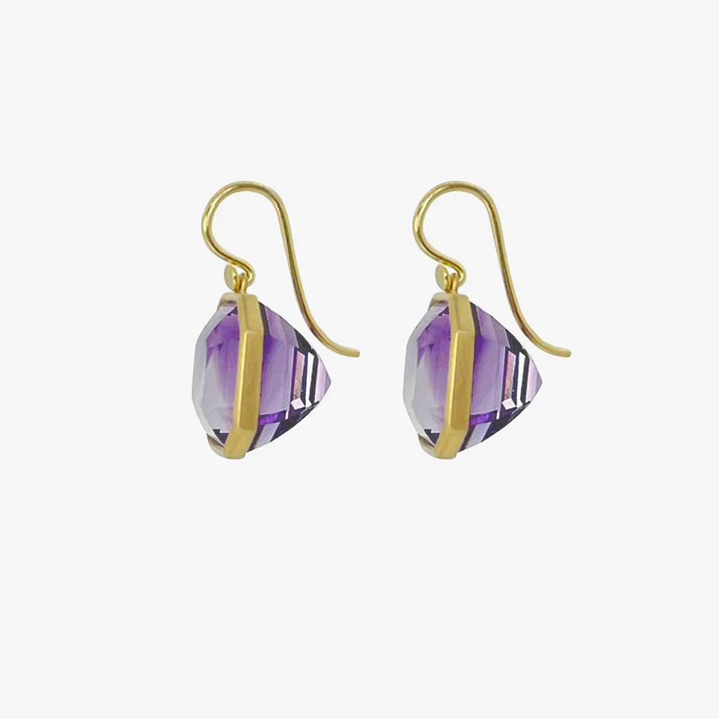 18k & octagonal amethyst drop earrings, 30.6ct
