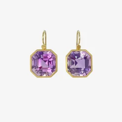 18k & octagonal amethyst drop earrings, 30.6ct
