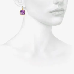 18k & octagonal amethyst drop earrings, 30.6ct