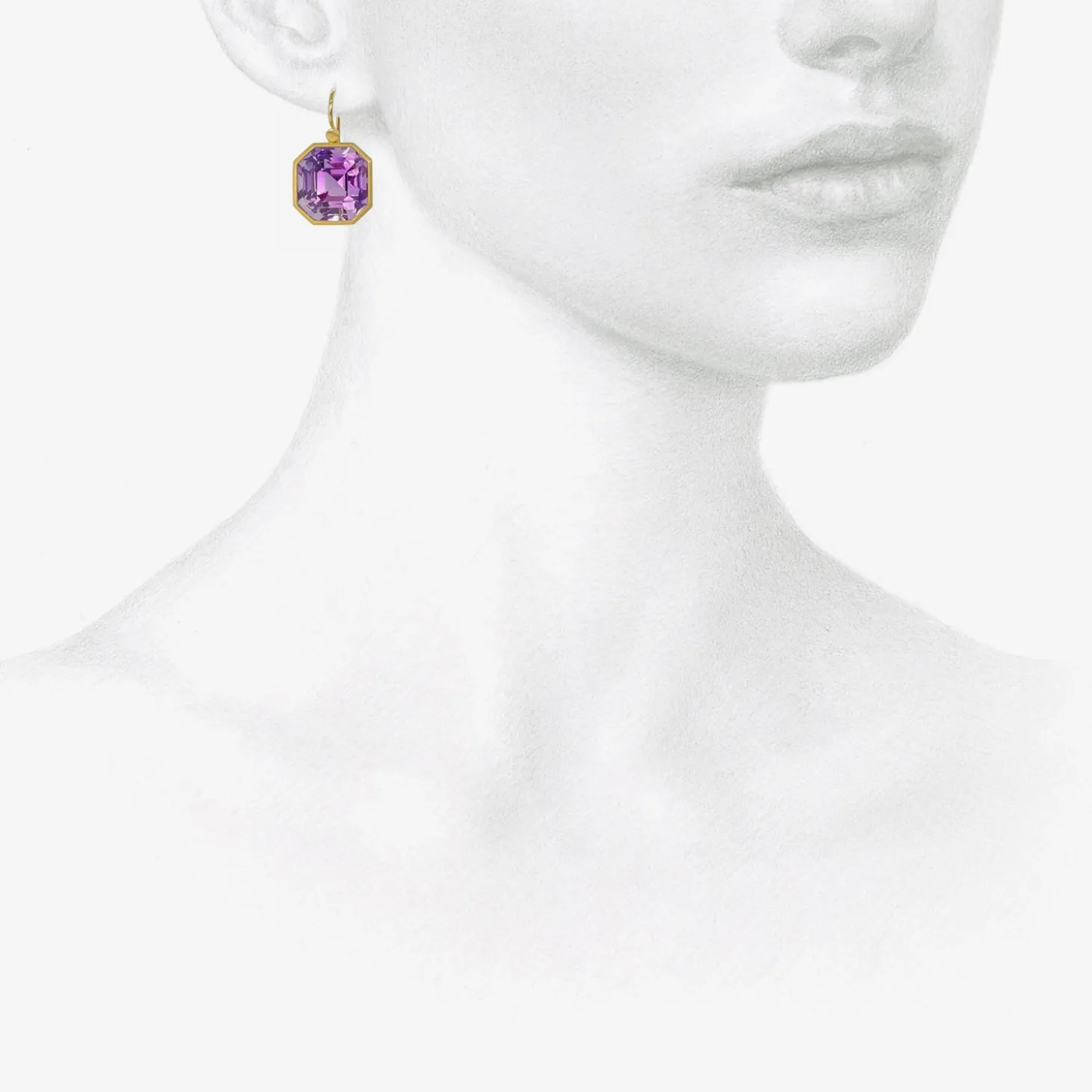 18k & octagonal amethyst drop earrings, 30.6ct