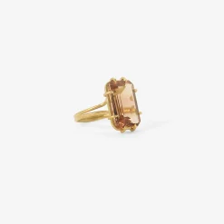 18k & octagonal peach tourmaline ring