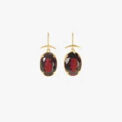 18k & oval almandine garnet earrings, 27ct