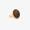 18k & oval antique brown glass tassie ring