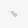 18k & oval aquamarine cabochon east/west earrings