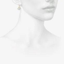 18k & oval aquamarine cabochon east/west earrings