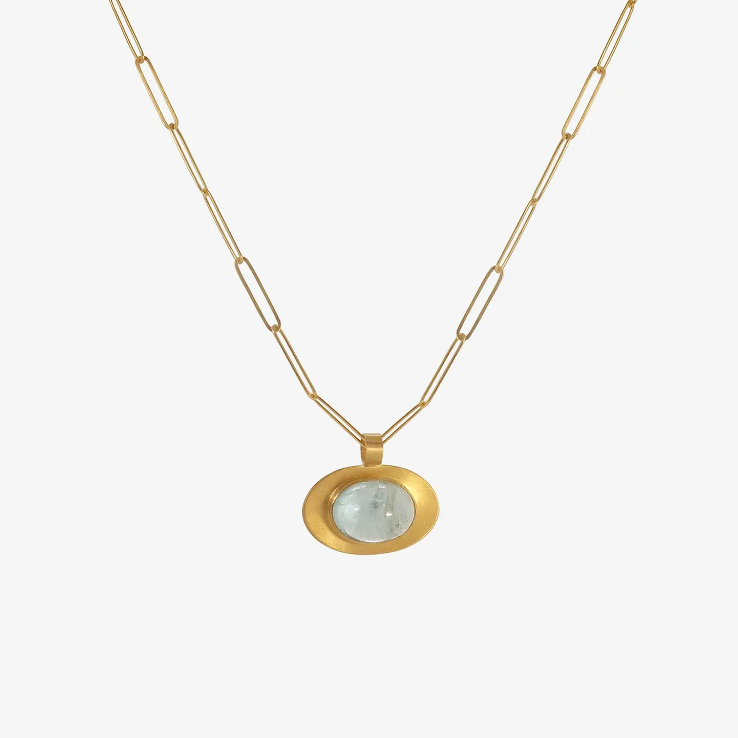 22k & oval aquamarine pendant