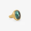 18k & oval blue green tourmaline cast ring, 13.71ct