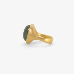 18k & oval blue green tourmaline cast ring, 13.71ct