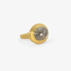 22k & oval blue grey tourmaline greek-inspired ring