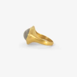 22k & oval blue grey tourmaline greek-inspired ring