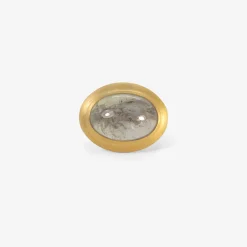 22k & oval blue grey tourmaline greek-inspired ring