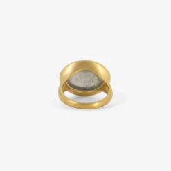 22k & oval blue grey tourmaline greek-inspired ring