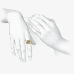 22k & oval blue grey tourmaline greek-inspired ring