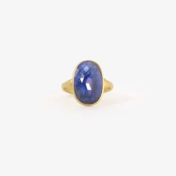 18k & oval blue sapphire ring, 4.19ct