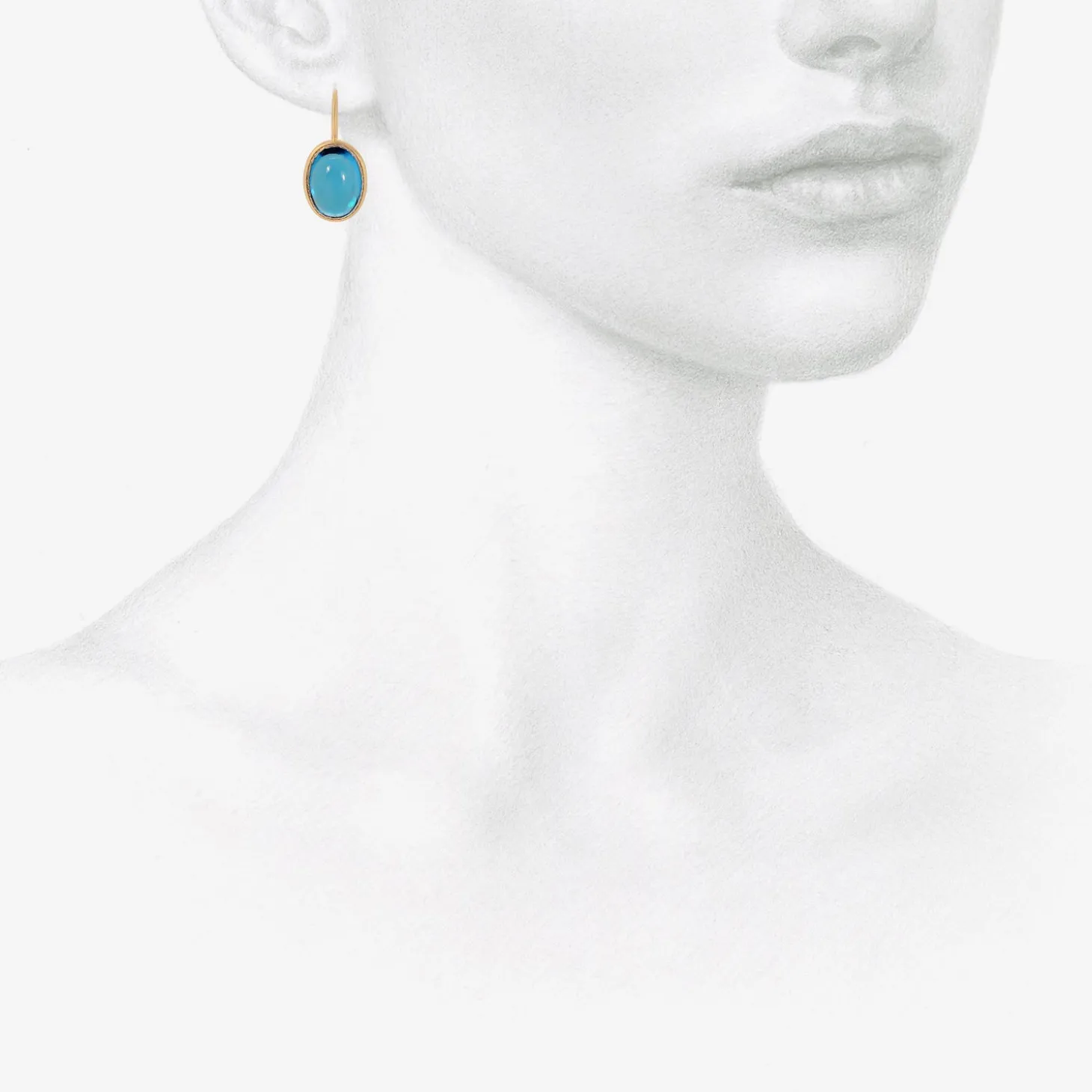 18k & oval blue topaz earrings with platinum bezel