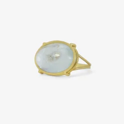 18k & oval cabochon aquamarine east/west ring