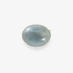 18k & oval cabochon aquamarine pin