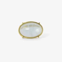 18k & oval cabochon aquamarine east/west ring