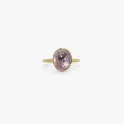 18k & oval cabochon pink sapphire ring, 5.04ct